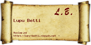 Lupu Betti névjegykártya